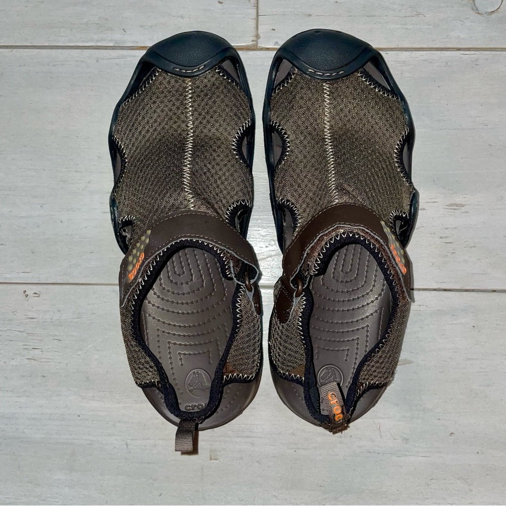 CROCS Brown Men’s Swiftwater Shoes Mesh Flexible Supportive Hiking Active Sz 12 - Picture 5 of 11